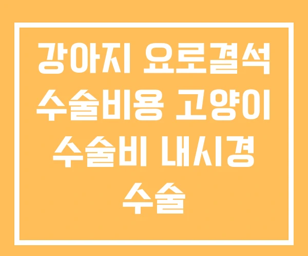 강아지 요로결석 수술비용 고양이 수술비 내시경 수술