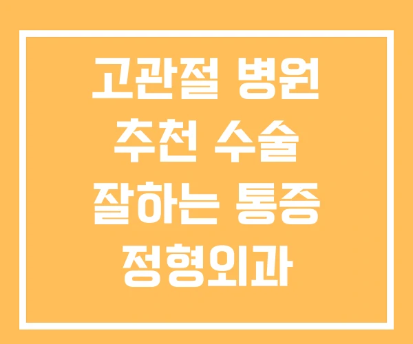 고관절 병원 추천 수술 잘하는 통증 정형외과