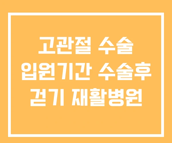 고관절 수술 입원기간 수술후 걷기 재활병원 고관절 수술 입원기간 수술후 걷기 재활병원