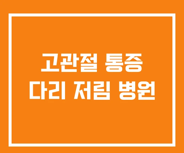 고관절 통증 다리 저림 병원 고관절 통증 다리 저림 병원