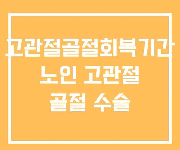 고관절골절회복기간 노인 고관절 골절 수술