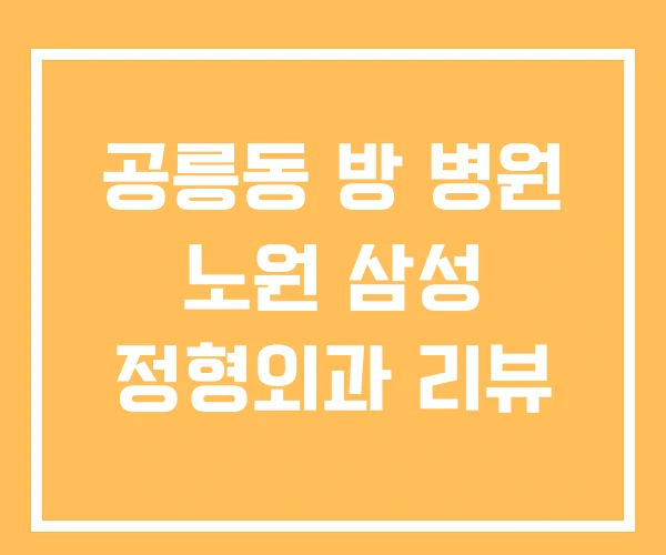 공릉동 방 병원 노원 삼성 정형외과 리뷰 공릉동 방 병원 노원 삼성 정형외과 리뷰