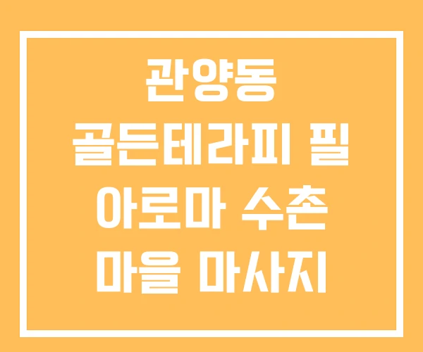 관양동 골든테라피 필 아로마 수촌 마을 마사지
