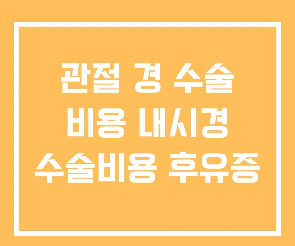 관절 경 수술 비용 내시경 수술비용 후유증 관절 경 수술 비용 내시경 수술비용 후유증
