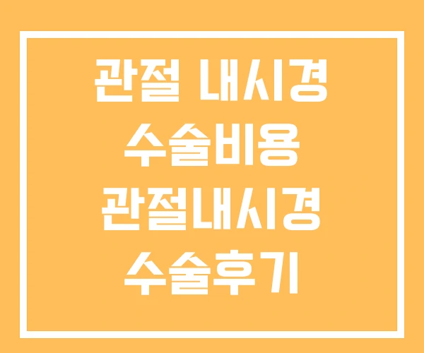 관절 내시경 수술비용 관절내시경 수술후기 관절 내시경 수술비용 관절내시경 수술후기