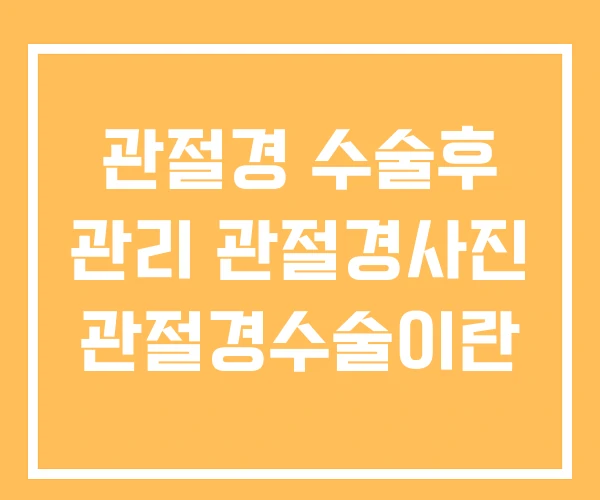 관절경 수술후 관리 관절경사진 관절경수술이란 관절경 수술후 관리 관절경사진 관절경수술이란
