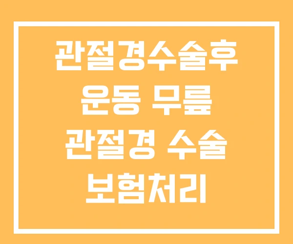 관절경수술후 운동 무릎 관절경 수술 보험처리 관절경수술후 운동 무릎 관절경 수술 보험처리