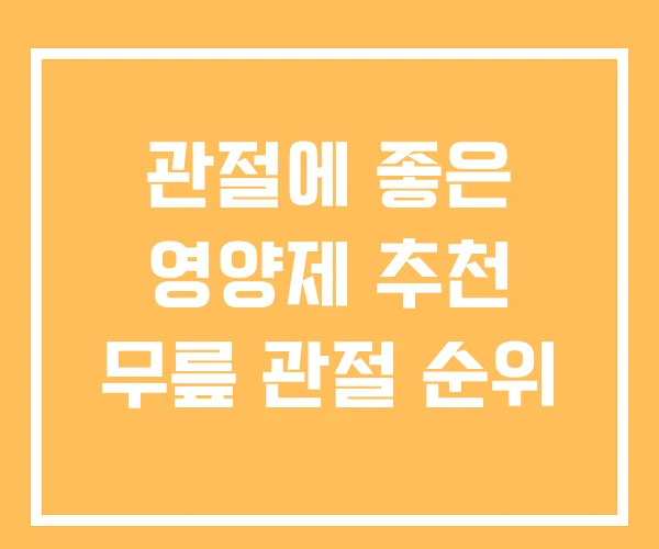 관절에 좋은 영양제 추천 무릎 관절 순위 관절에 좋은 영양제 추천 무릎 관절 순위