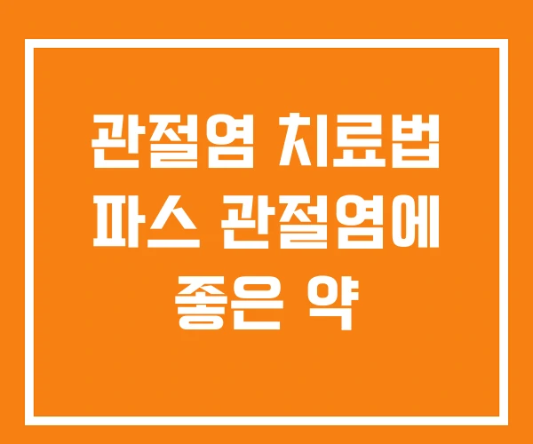 관절염 치료법 파스 관절염에 좋은 약