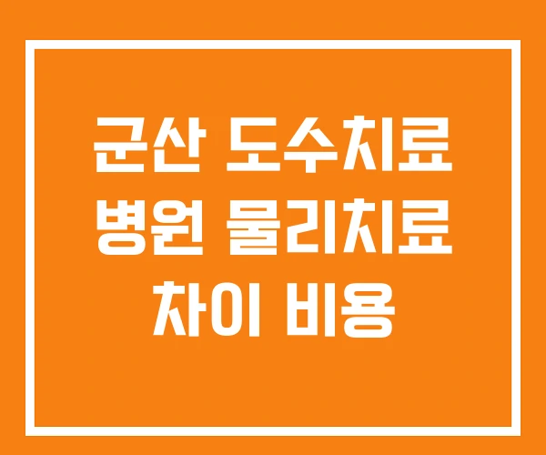 군산 도수치료 병원 물리치료 차이 비용