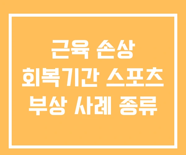 근육 손상 회복기간 스포츠 부상 사례 종류