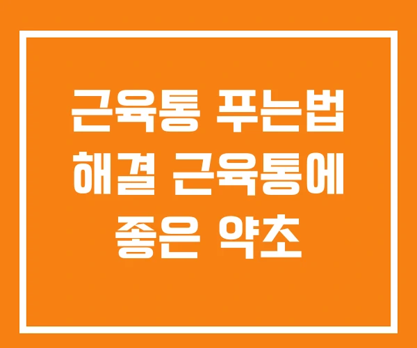 근육통 푸는법 해결 근육통에 좋은 약초