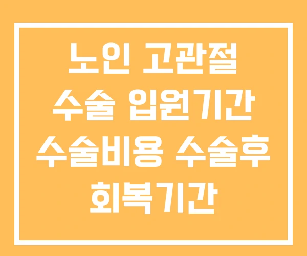 노인 고관절 수술 입원기간 수술비용 수술후 회복기간 노인 고관절 수술 입원기간 수술비용 수술후 회복기간