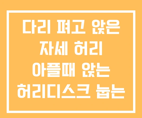 다리 펴고 앉은 자세 허리 아플때 앉는 허리디스크 눕는