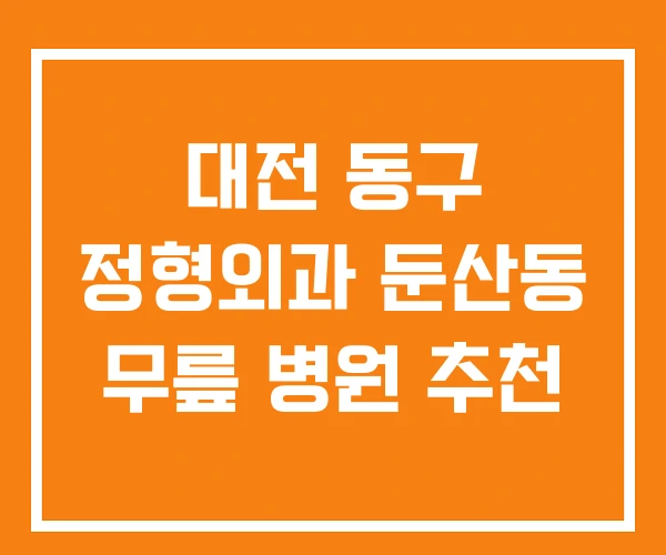 대전 동구 정형외과 둔산동 무릎 병원 추천