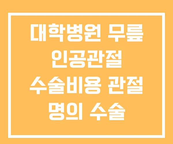 대학병원 무릎 인공관절 수술비용 관절 명의 수술 잘하는