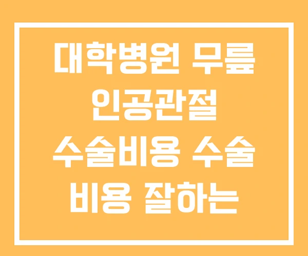 대학병원 무릎 인공관절 수술비용 수술 비용 잘하는 대학병원 무릎 인공관절 수술비용 수술 비용 잘하는