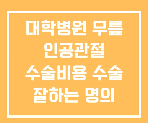 대학병원 무릎 인공관절 수술비용 수술 잘하는 명의 대학병원 무릎 인공관절 수술비용 수술 잘하는 명의
