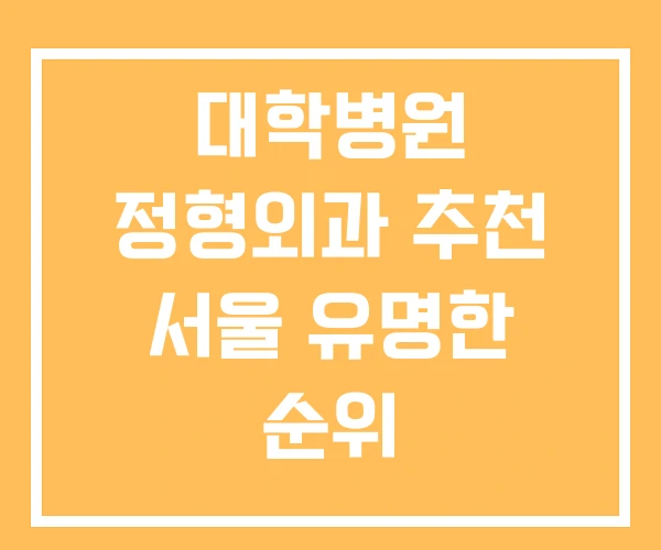 대학병원 정형외과 추천 서울 유명한 순위 대학병원 정형외과 추천 서울 유명한 순위