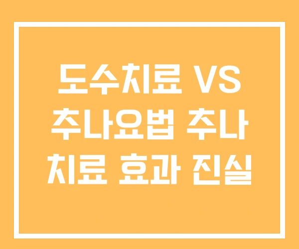 도수치료 VS 추나요법 추나 치료 효과 진실