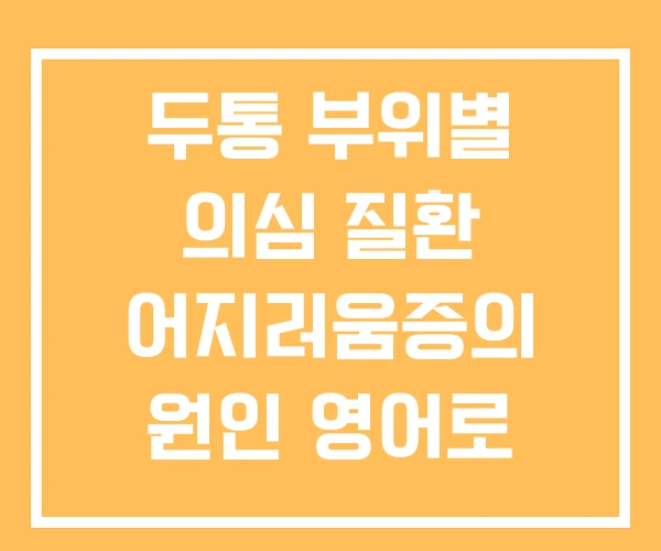 두통 부위별 의심 질환 어지러움증의 원인 영어로 두통 부위별 의심 질환 어지러움증의 원인 영어로