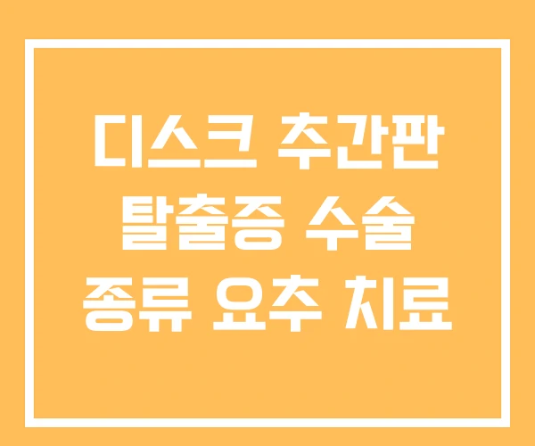 디스크 추간판 탈출증 수술 종류 요추 치료 디스크 추간판 탈출증 수술 종류 요추 치료