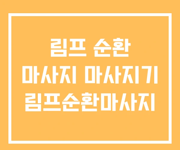 림프 순환 마사지 마사지기 림프순환마사지