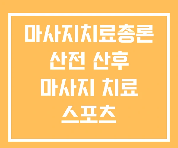 마사지치료총론 산전 산후 마사지 치료 스포츠