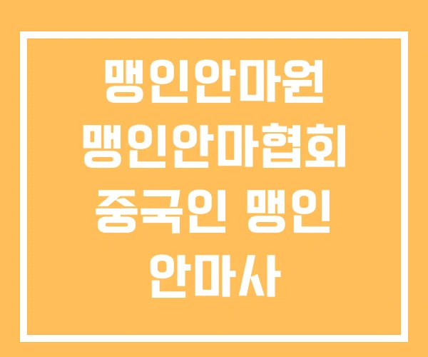맹인안마원 맹인안마협회 중국인 맹인 안마사