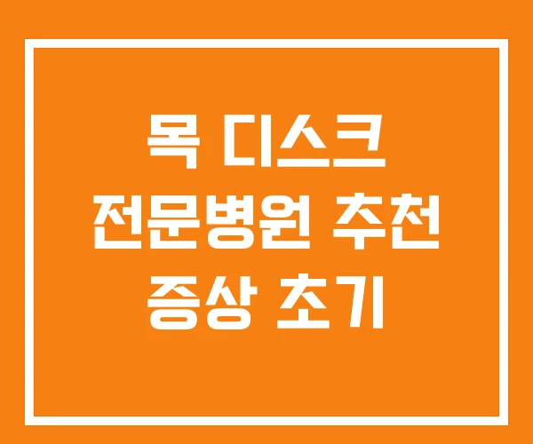 목 디스크 전문병원 추천 증상 초기 목 디스크 전문병원 추천 증상 초기