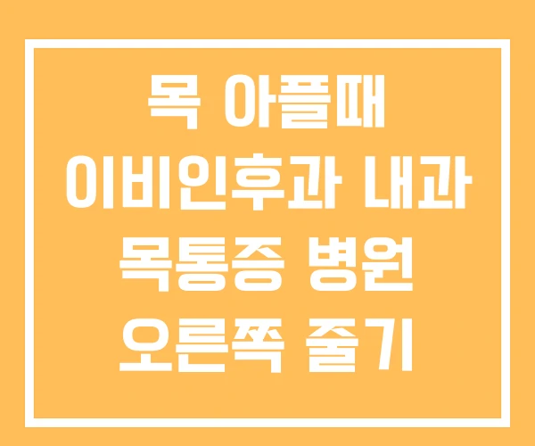 목 아플때 이비인후과 내과 목통증 병원 오른쪽 줄기 통증