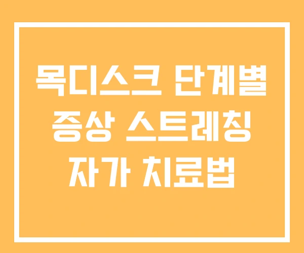 목디스크 단계별 증상 스트레칭 자가 치료법