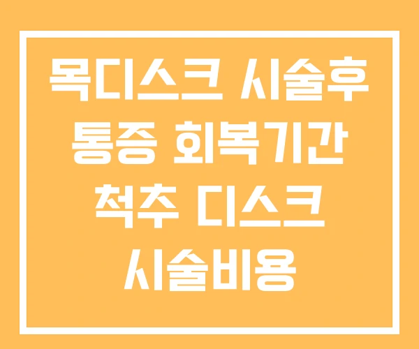 목디스크 시술후 통증 회복기간 척추 디스크 시술비용 목디스크 시술후 통증 회복기간 척추 디스크 시술비용