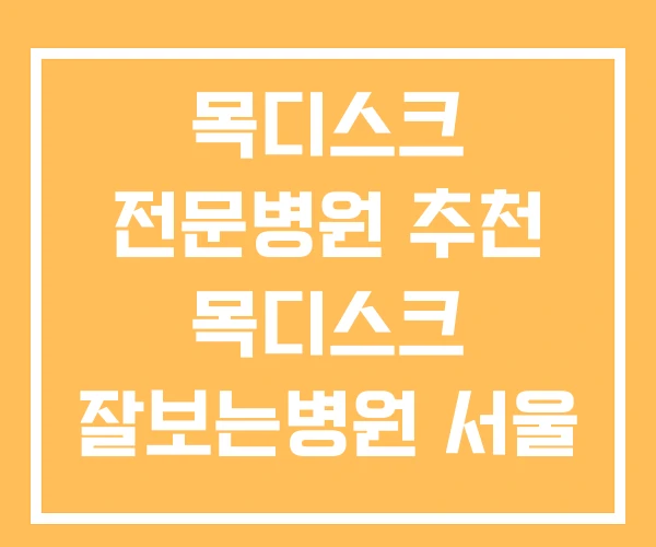 목디스크 전문병원 추천 목디스크 잘보는병원 서울