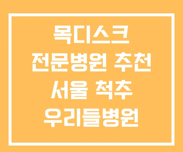 목디스크 전문병원 추천 서울 척추 우리들병원 목디스크 전문병원 추천 서울 척추 우리들병원