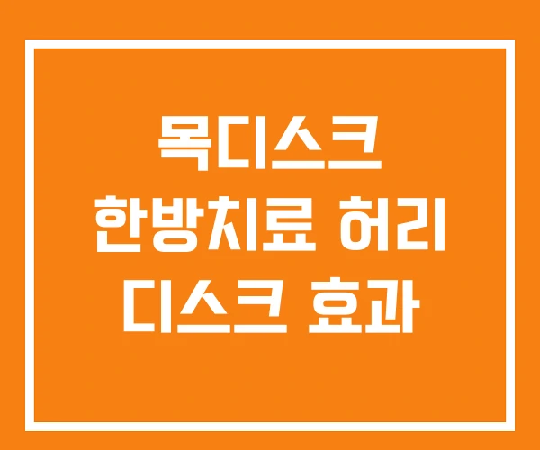 목디스크 한방치료 허리 디스크 효과