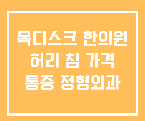 목디스크 한의원 허리 침 가격 통증 정형외과