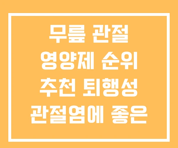 무릎 관절 영양제 순위 추천 퇴행성 관절염에 좋은