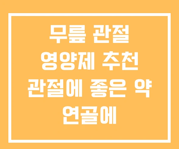 무릎 관절 영양제 추천 관절에 좋은 약 연골에 무릎 관절 영양제 추천 관절에 좋은 약 연골에