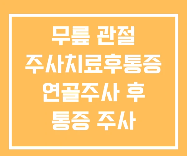 무릎 관절 주사치료후통증 연골주사 후 통증 주사