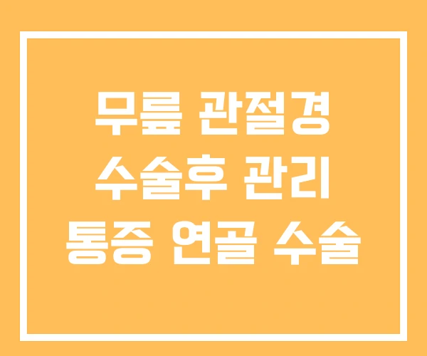 무릎 관절경 수술후 관리 통증 연골 수술
