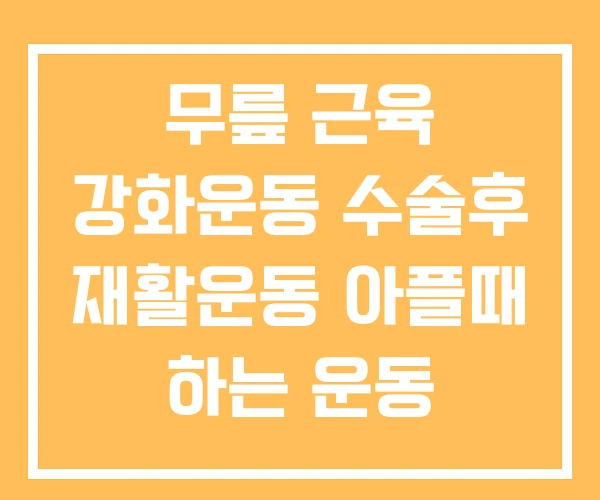 무릎 근육 강화운동 수술후 재활운동 아플때 하는 운동