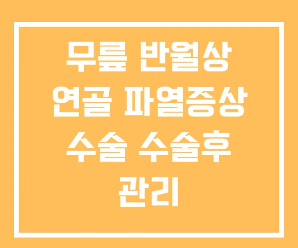 무릎 반월상 연골 파열증상 수술 수술후 관리