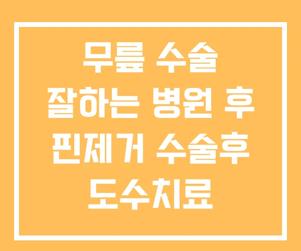무릎 수술 잘하는 병원 후 핀제거 수술후 도수치료