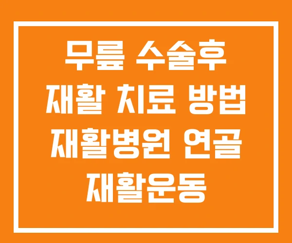 무릎 수술후 재활 치료 방법 재활병원 연골 재활운동 무릎 수술후 재활 치료 방법 재활병원 연골 재활운동