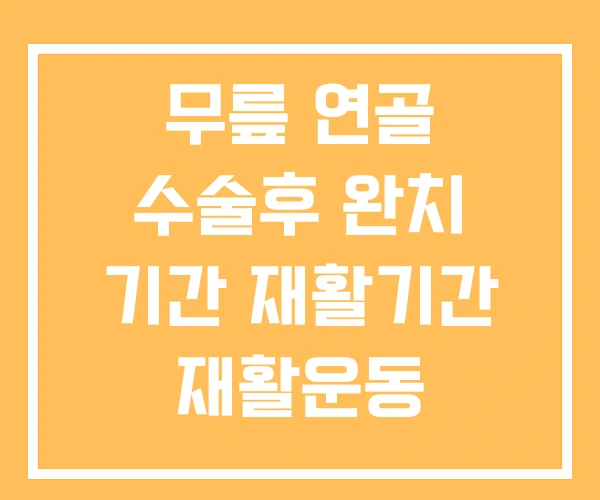 무릎 연골 수술후 완치 기간 재활기간 재활운동 무릎 연골 수술후 완치 기간 재활기간 재활운동