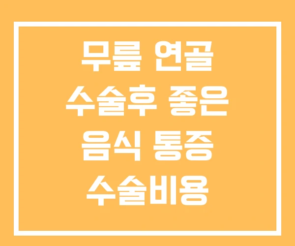 무릎 연골 수술후 좋은 음식 통증 수술비용 무릎 연골 수술후 좋은 음식 통증 수술비용