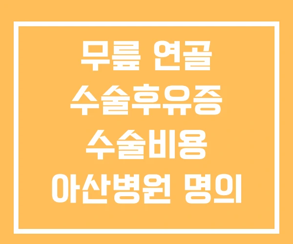 무릎 연골 수술후유증 수술비용 아산병원 명의 무릎 연골 수술후유증 수술비용 아산병원 명의