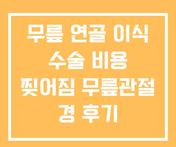 무릎 연골 이식 수술 비용 찢어짐 무릎관절 경 후기