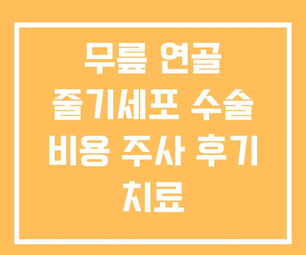 무릎 연골 줄기세포 수술 비용 주사 후기 치료